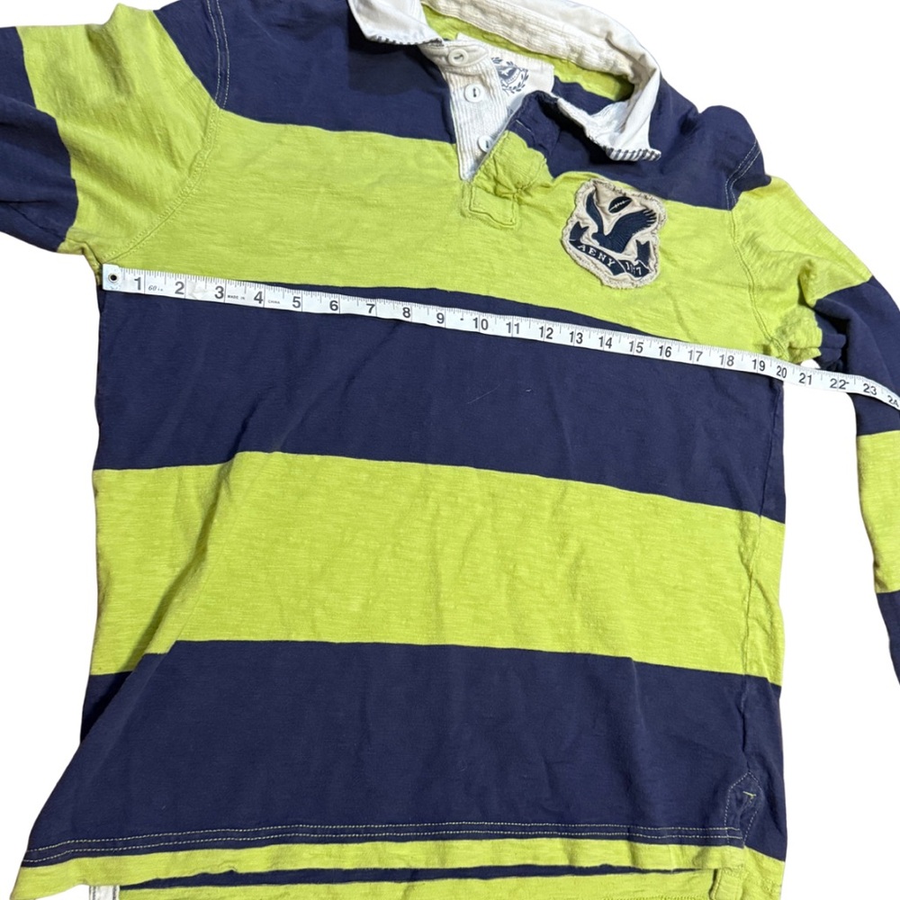 American Eagle Vintage Y2K Rugby Shirt Mens L Striped Long Sleeve Cotton - Picture 4 of 8